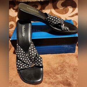 Madeline Stuart Black Sandals with White Dots